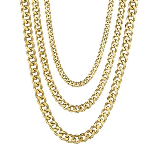 Cadenas Eslabon Cubano Para Hombres Mujeres Ninos Collares De Acero Inoxidable Color Dorado Oro
