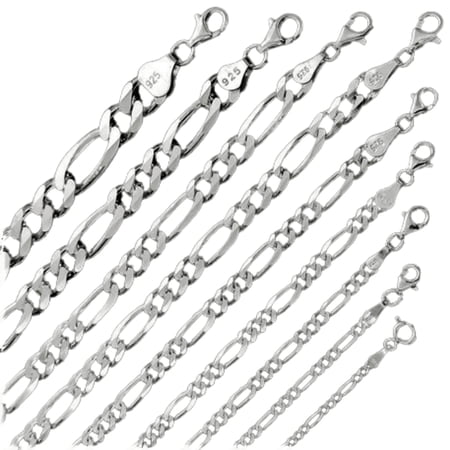 Cadenas Para Hombre y Mujer de Plata 925 de Ley Esterlina Italiana Figaro