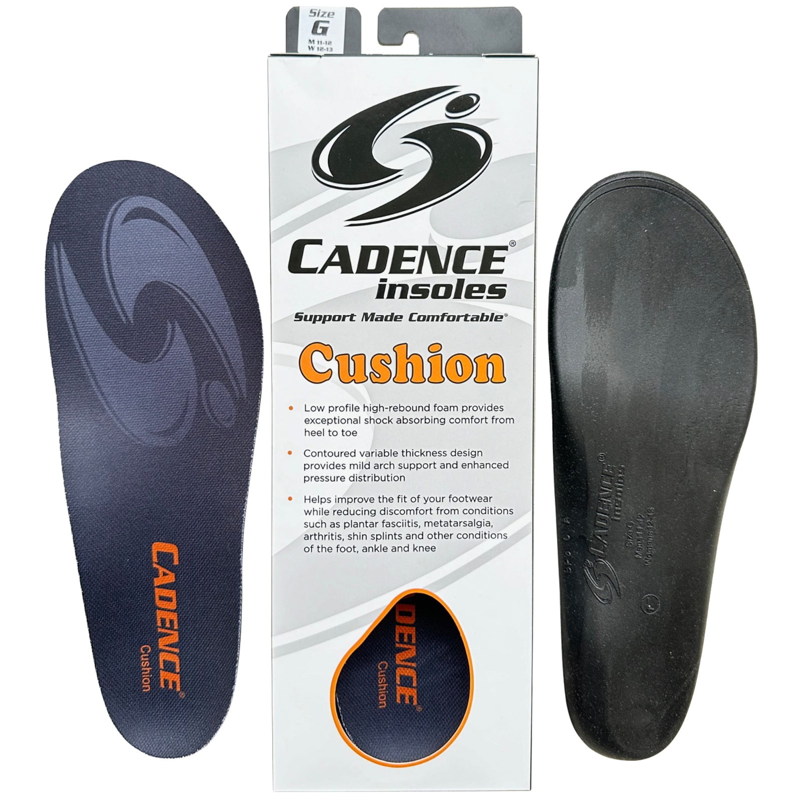 Cadence Insoles Unisex Cushion Insoles Size I, Men's 14-15 - Walmart.com