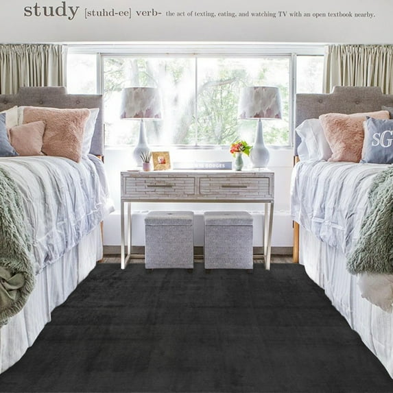 Cadence Tonee Shag Solid Color Charcoal Area Rug, 6x9