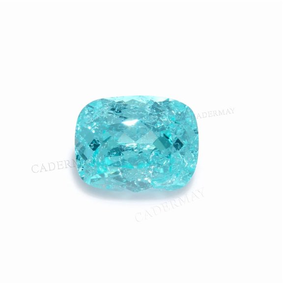 Cadermay 1 piece 7x9mm Long Cushion Paraiba Neon Blue Color Lab Grown Yttrium Aluminum Garnet Stone With Ice Crack Inclusions Inlaid Jewelry Making DIY