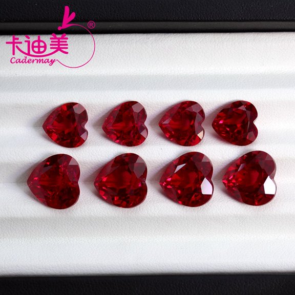 Cadermay 10x10mm 1pcs Heart Cut Lab Grown Pigeon Blood Red Ruby Loose Stones With Inclusions Inlaid Jewelry Making Created Sapphire