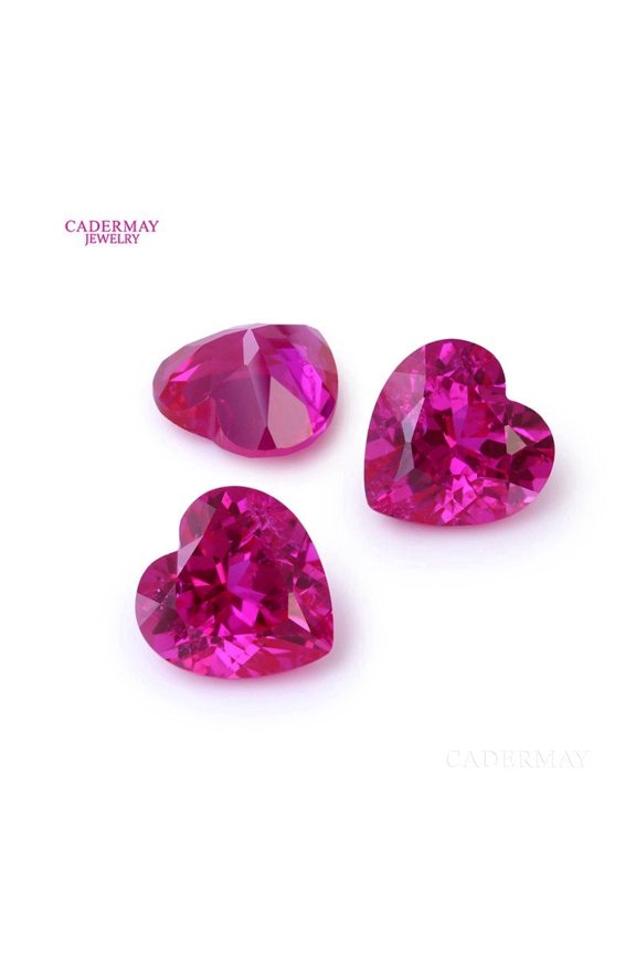8x8mm 2pcs Heart Cut Lab Grown Rose Red Ruby Loose Stones With Inclusions Inlaid Jewelry Making Created Sapphire