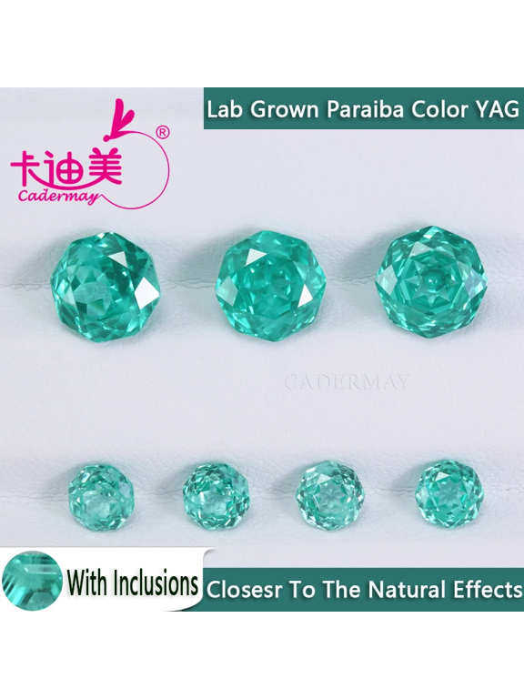 8x8mm 2pcs Octagonal shape Paraiba Color Lab Grown Yttrium Aluminum Garnet With Inclusions Loose Stone YAG Gemstone For Fine Jewelry Making DIY