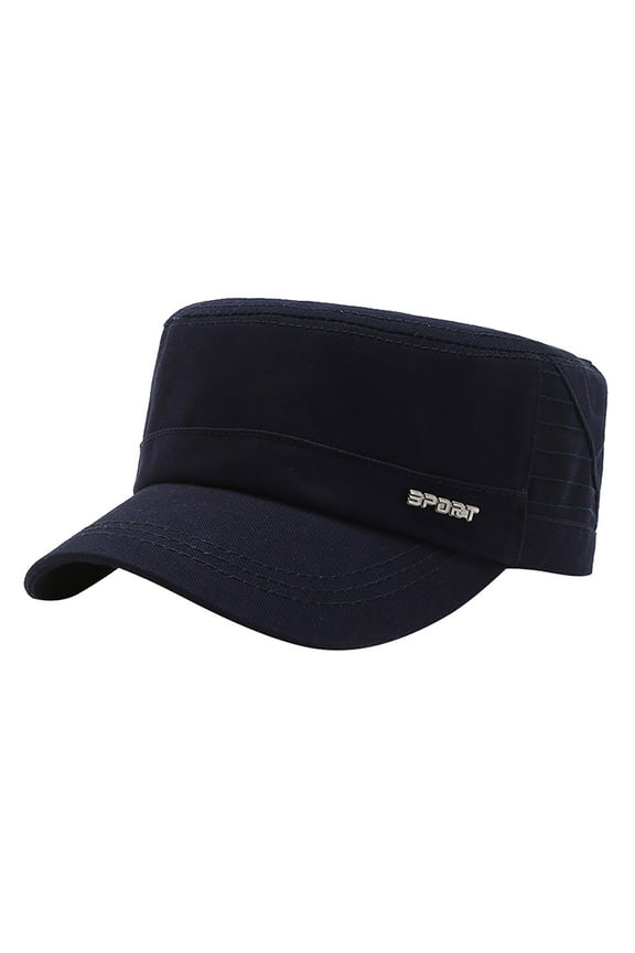 Cadet Army Caps for Men Womens BWASD Military Style Flat Top Hat Adjustable Wide Brim Sun Baseball Cap for Outdoor Sport Wear all Season Blue