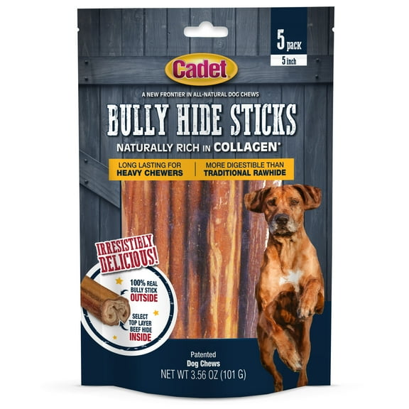 Cadet Bully Hide Sticks All-Natural Dog Chews Small Bully Stick Small (5 Count)