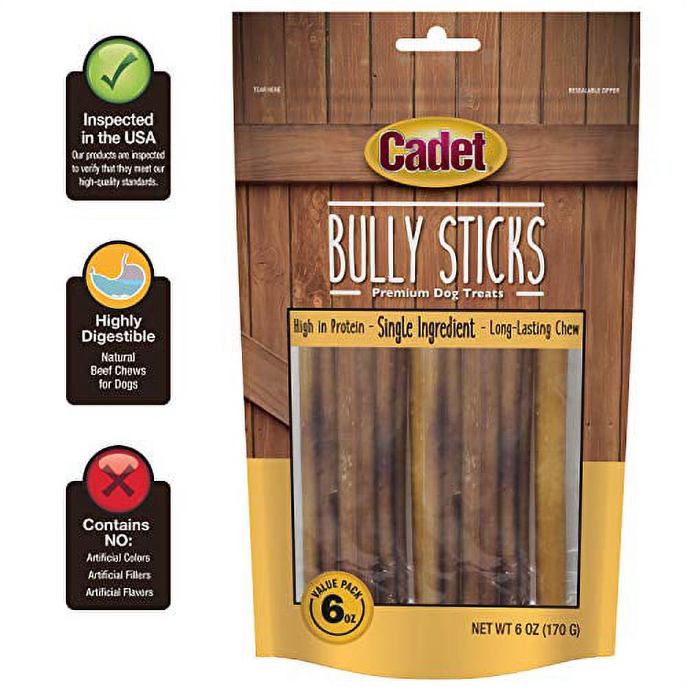 Cadet Beef Bully Sticks All Size Dog Treat, 6 Oz.