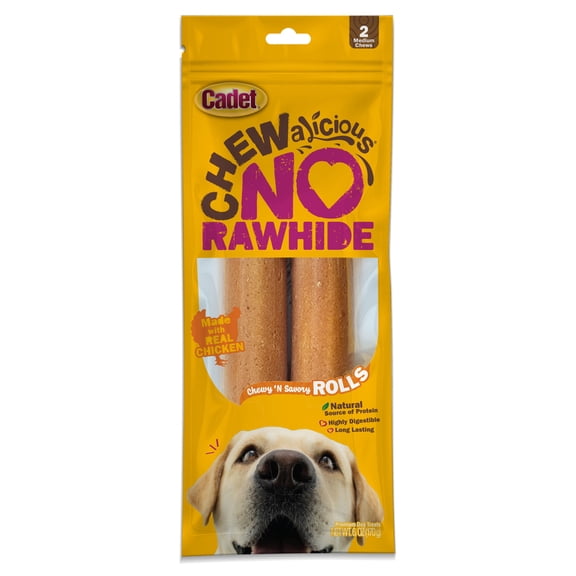 Cadet Chewalicious Dog Treats Chewy 'N Savory Rolls, Rawhide Free Dog Chews, Chicken Flavor, 2 Count