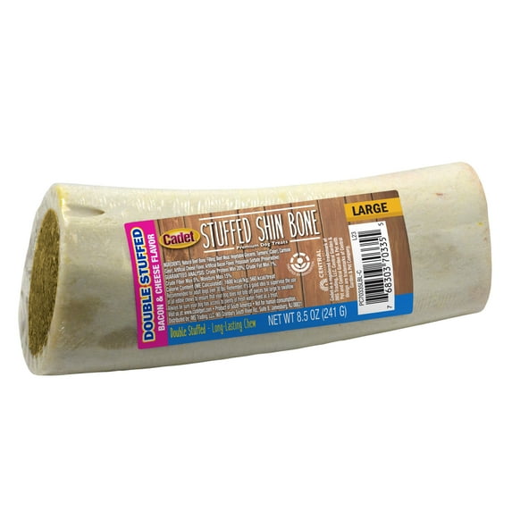 Cadet Stuffed Shin Bone Dog Treats, Bacon & Cheese Filled Dog Bone for Large Dogs, 5-6 Inch, 1 Count