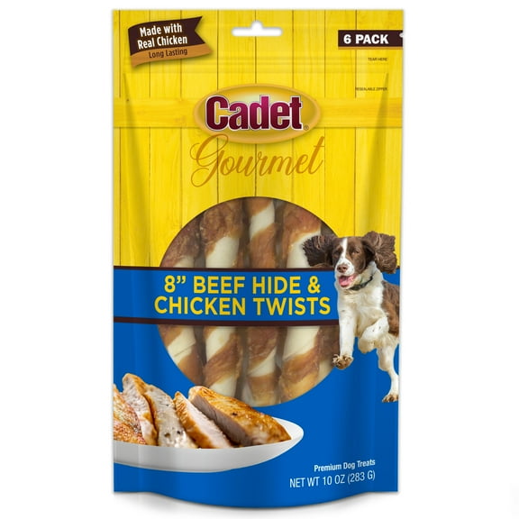 Cadet Gourmet Beef Hide & Chicken Twists Sticks 10 Ounce (6 Count)