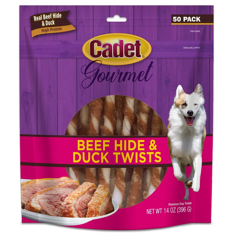 Cadet Gourmet Beef Hide Duck Dog Chew Treat Twist Sticks 5 in. 50 Count Walmart