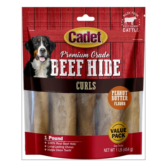 Cadet Premium Grade Beef Hide Retriever Rolls for Dogs Natural Flavor 2 lb