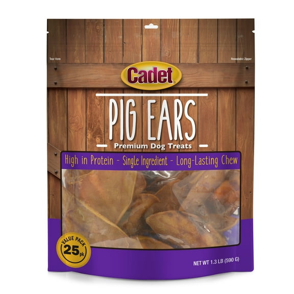 Cadet Natural Pig Ears for Dogs Original 1.3 Pound (25 Count) (Pack of 1)