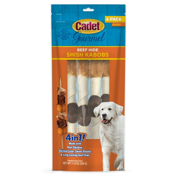 Cadet Gourmet Beef Hide Shish Kabob Dog Treats 11.6 Ounce (4 Count)