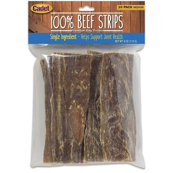 Cadet Single Ingredient Real Beef Strips for Dogs [Dog Meat and Jerky Treats, New Dog Supplies, Cadet, Dog Supplies] 10 count