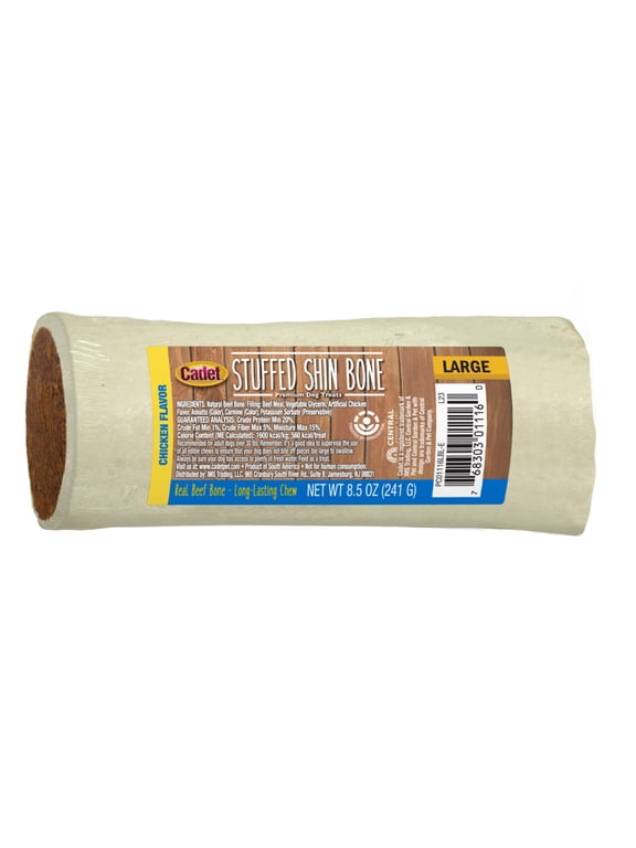 Stuffed Shin Bones Dog Treats, Long Lasting Chicken Filled Dog Bones for Large Dogs, 5-6 Inch, 1 Count
