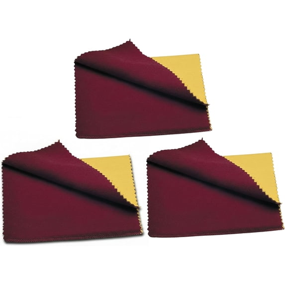 Cadie Silver Polishing Cloth with Rouge, 3 pack 10 x 12 inch, 100% Treated Cotton for Jewelry and Silverware, Reusable