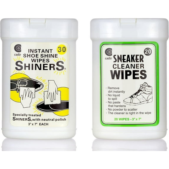 Cadie Twin Pack Wipes Sneaker Cleaner 20 Wipes Instant Shoe Shine 30 Wipes 1 Pack