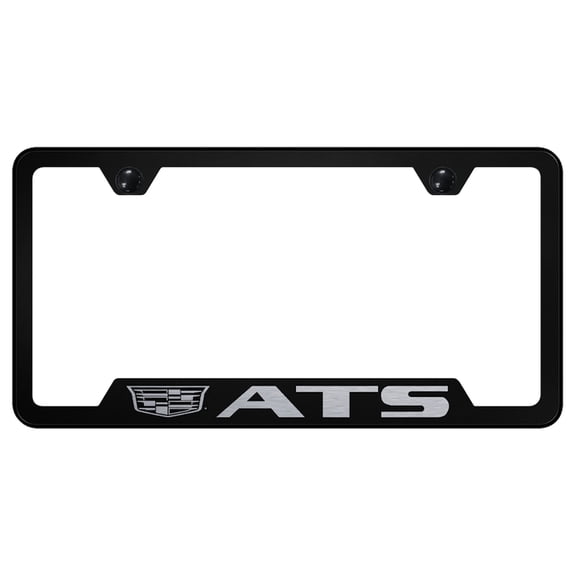 Cadilac ATS Laser Etched Logo Cut-Out License Plate Frame (Black)