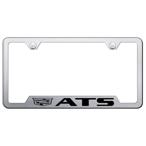 Cadilac ATS Laser Etched Logo Cut-Out License Plate Frame (Brushed Chrome)