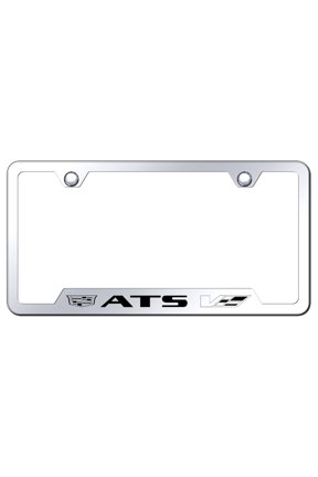 Cadilac ATS-V Laser Etched Logo Cut-Out License Plate Frame (Chrome)