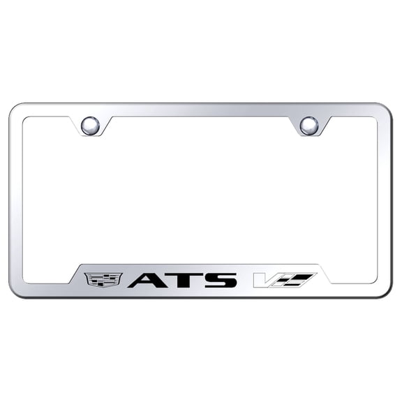 Cadilac ATS-V Laser Etched Logo Cut-Out License Plate Frame (Chrome)