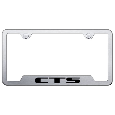 Cadilac CTS Laser Etched Logo Cut-Out License Plate Frame (Black on Chrome)
