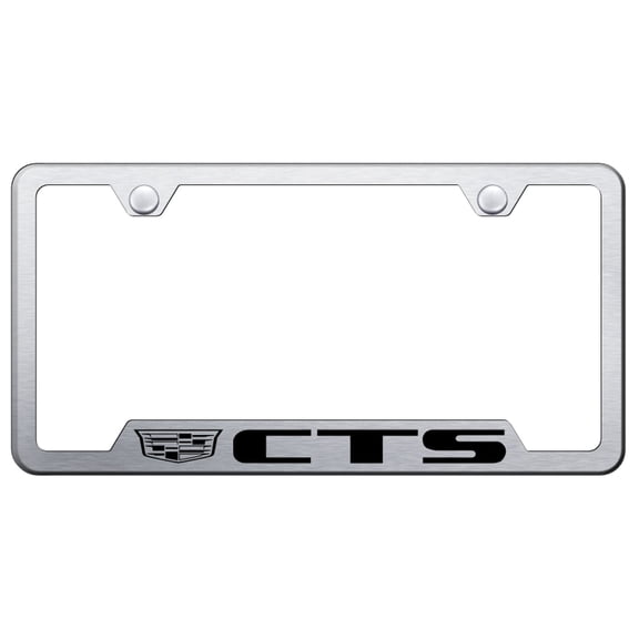 Cadilac CTS Laser Etched Logo Cut-Out License Plate Frame (Brushed Chrome)