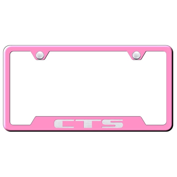 Cadilac CTS Laser Etched Logo Cut-Out License Plate Frame (Pink)