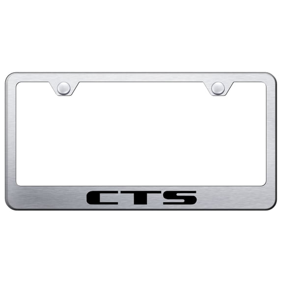 Cadillac CTS Laser Etched Logo Stainless Steel License Plate Frame (Black on Chrome)