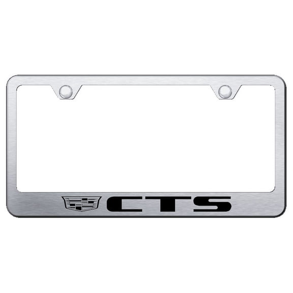 Cadilac CTS Laser Etched Logo Stainless Steel License Plate Frame (Brushed Chrome)