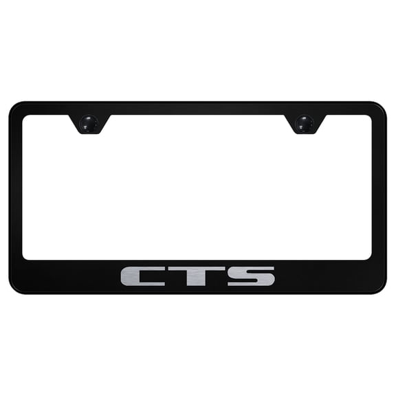 Cadilac CTS Laser Etched Logo Stainless Steel License Plate Frame (Chrome on Black)