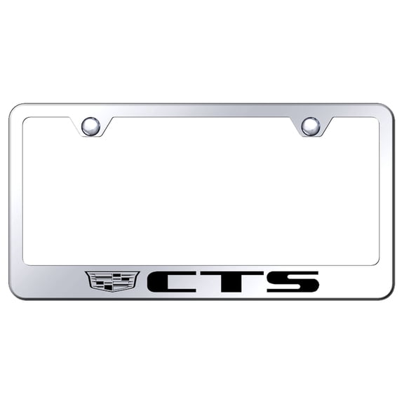 Cadilac CTS Laser Etched Logo Stainless Steel License Plate Frame (Chrome)