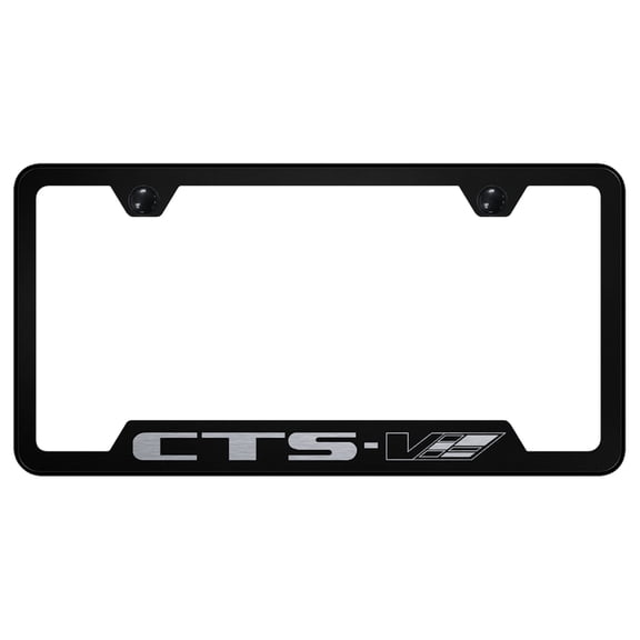 Cadilac CTS-V Laser Etched Logo Cut-Out License Plate Frame (Black)