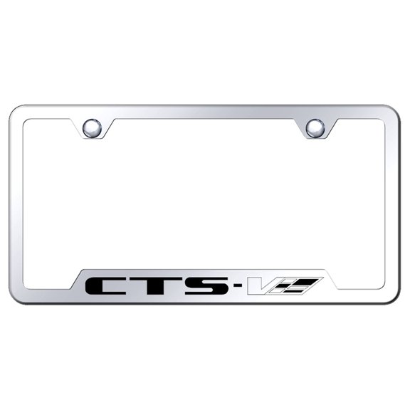 Cadilac CTS-V Laser Etched Logo Cut-Out License Plate Frame (Chrome)