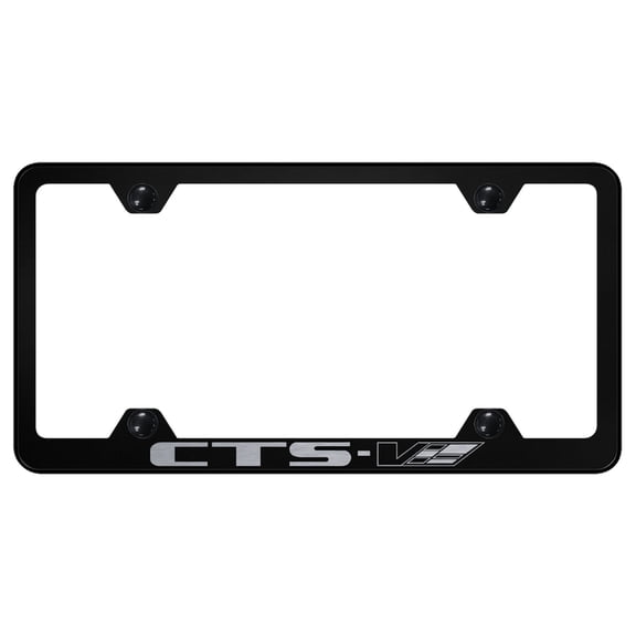 Cadilac CTS-V Laser Etched Logo Wide Body License Plate Frame (Black)