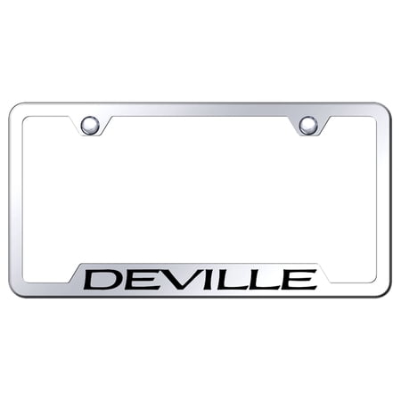 Cadillac Deville Laser Etched Logo Cut-Out License Plate Frame (Chrome)