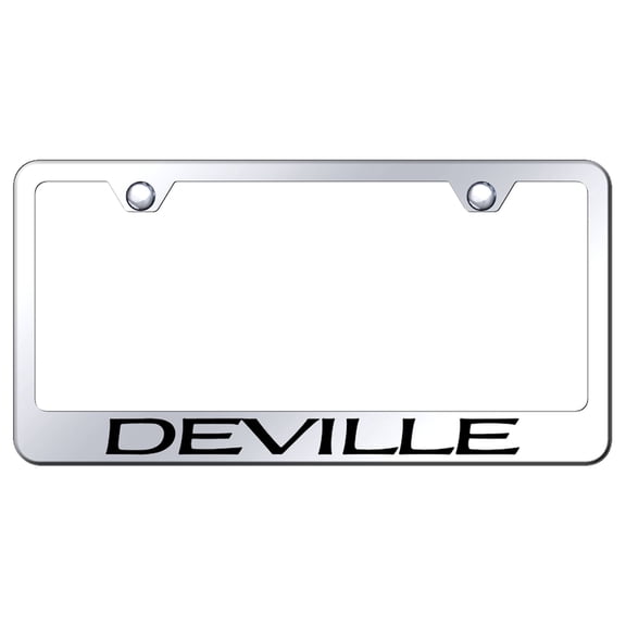 Cadilac Deville Laser Etched Logo Stainless Steel License Plate Frame (Chrome)