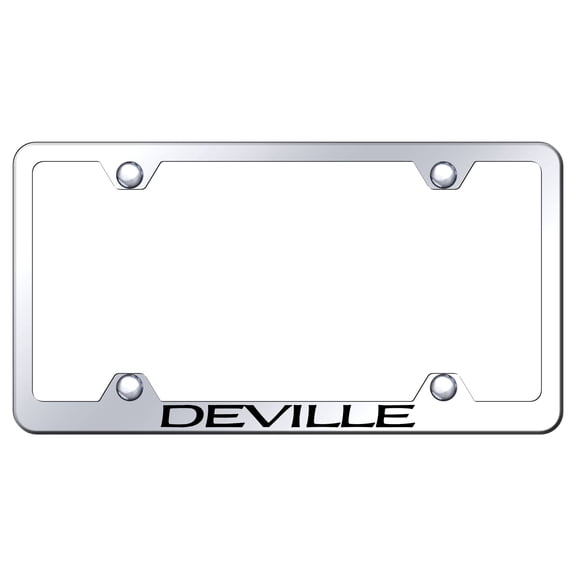 Cadilac Deville Laser Etched Logo Wide Body License Plate Frame (Chrome)
