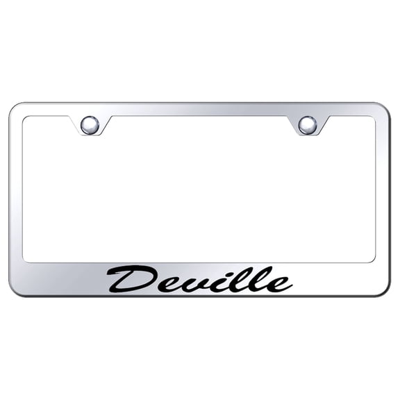 Cadilac Deville Laser Etched Script Stainless Steel License Plate Frame (Chrome)