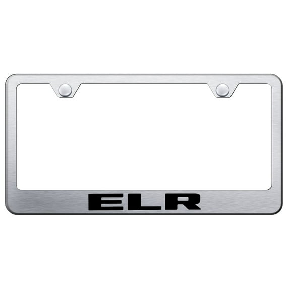 Cadilac ELR Laser Etched Logo Stainless Steel License Plate Frame (Black on Chrome)