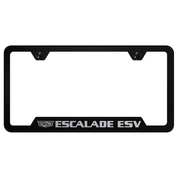 Cadilac Escalade Laser Etched Logo Cut-Out License Plate Frame (Black)