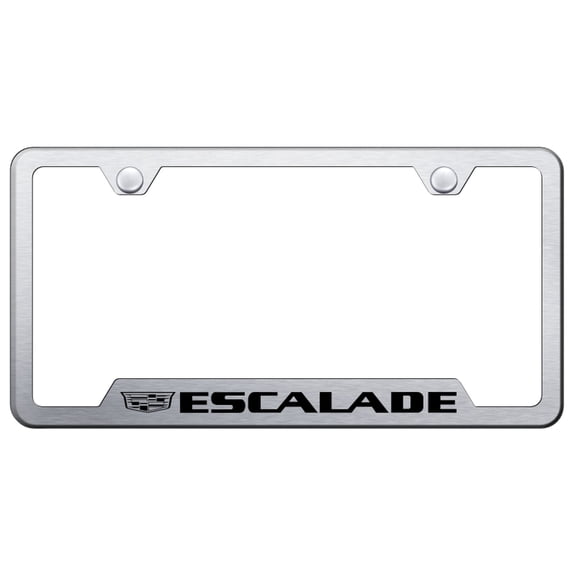 Cadilac Escalade Laser Etched Logo Cut-Out License Plate Frame (Brushed Chrome)