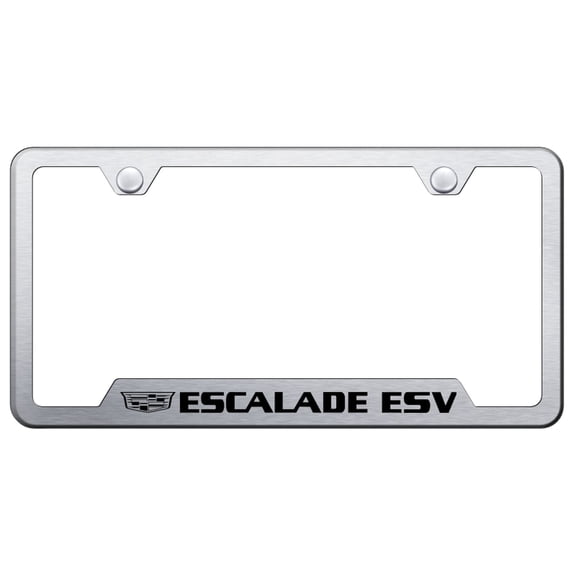Cadilac Escalade Laser Etched Logo Cut-Out License Plate Frame (Brushed Chrome)