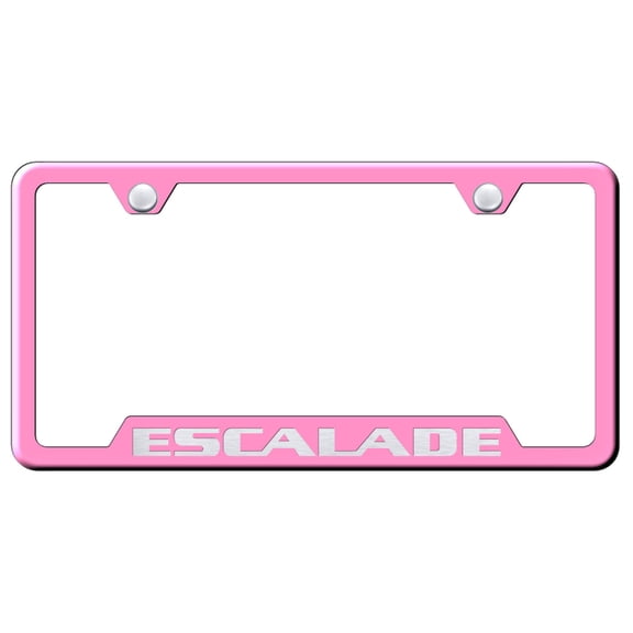 Cadilac Escalade Laser Etched Logo Cut-Out License Plate Frame (Pink)