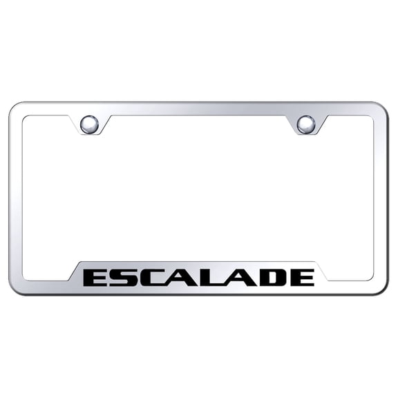 Cadillac Escalade Laser Etched Logo Cut-Out License Plate Frame (Silver)