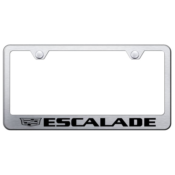 Cadilac Escalade Laser Etched Logo Stainless Steel License Plate Frame (Brushed Chrome)