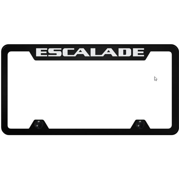 Cadilac Escalade Logo Stainless Steel Truck Cut-Out License Plate Frame (Black)