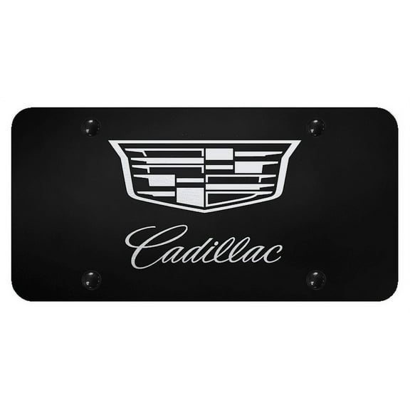 Cadilac Laser Etched Dual Logo License Plate (Black)