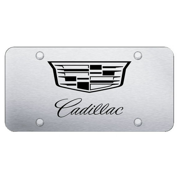 Cadilac Laser Etched Dual Logo License Plate (Brushed Chrome)